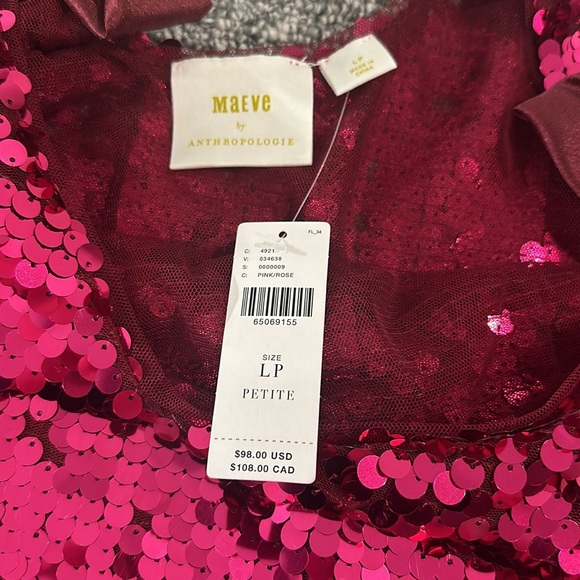 NWT Anthropologie Petite Maeve Sequin Tie Shoulder Top Sz LP - Picture 9 of 11